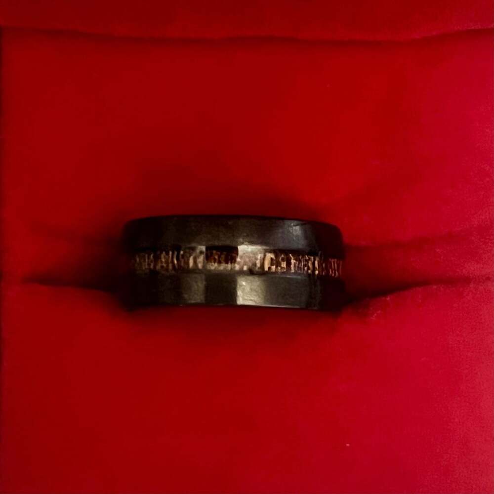 Tungsten Black Band Koa Wood Inlay Polished Finish 6mm Band Size 6